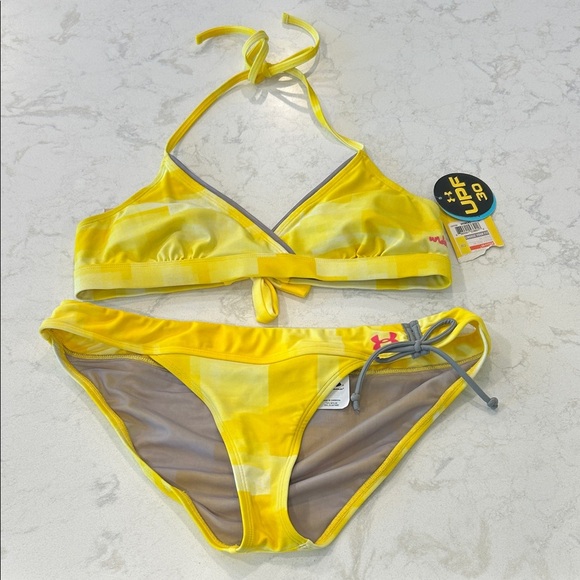 Under Armour Vibrant Yellow Swimwear Set Bikini Medium Top Large Bottom UPF30 - Picture 3 of 12
